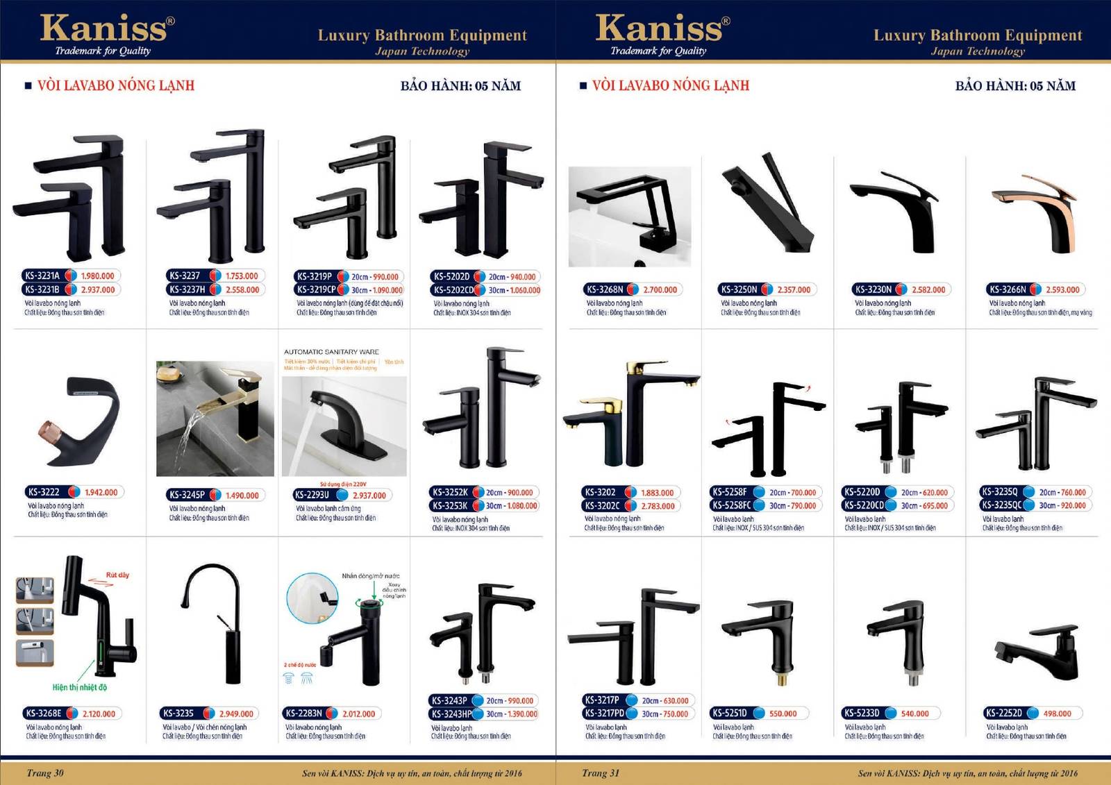 Bảng giá và Catalogue Thiết bị vệ sinh KANISS mới nhất 2025 /Page 16